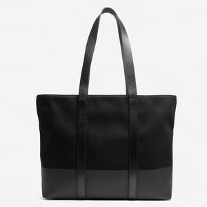Everlane dipped twill & leather zip tote black
